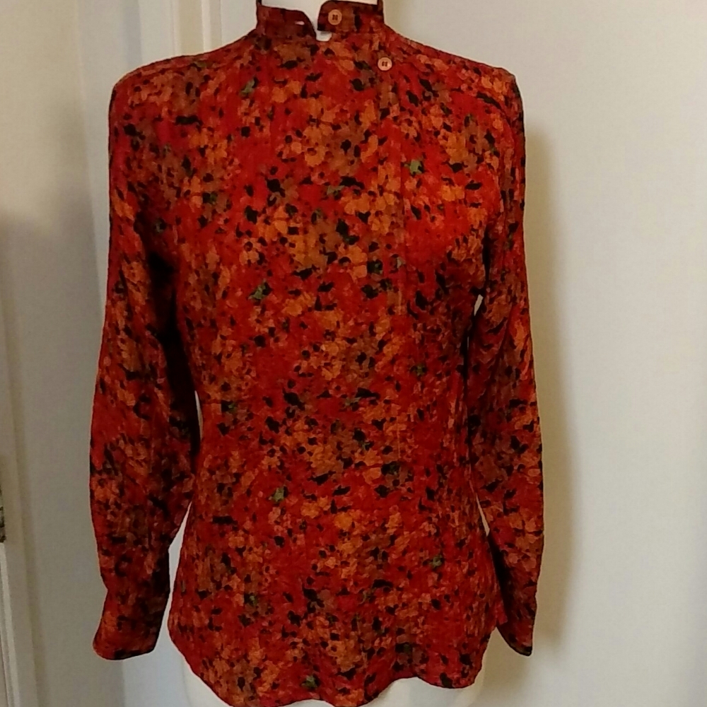 Giorgio Armani Vintage Silk Crinkle Blouse Size 42